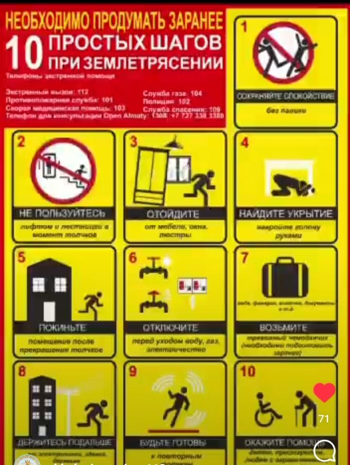 “10 простых правил при землетрясении”
